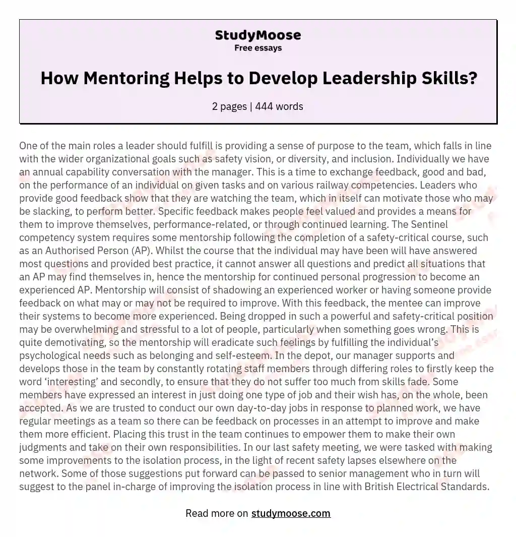 How Mentoring Helps to Develop Leadership Skills?