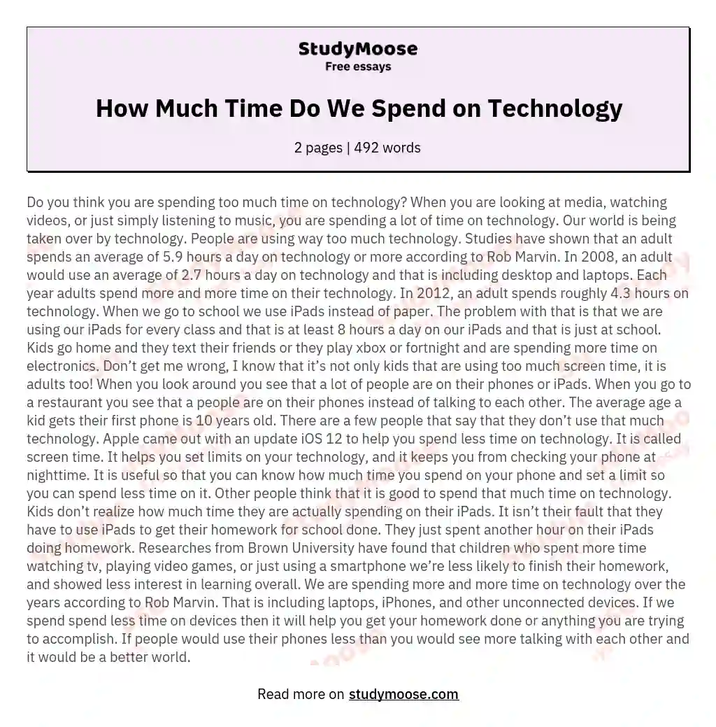 How Much Time Do We Spend on Technology
