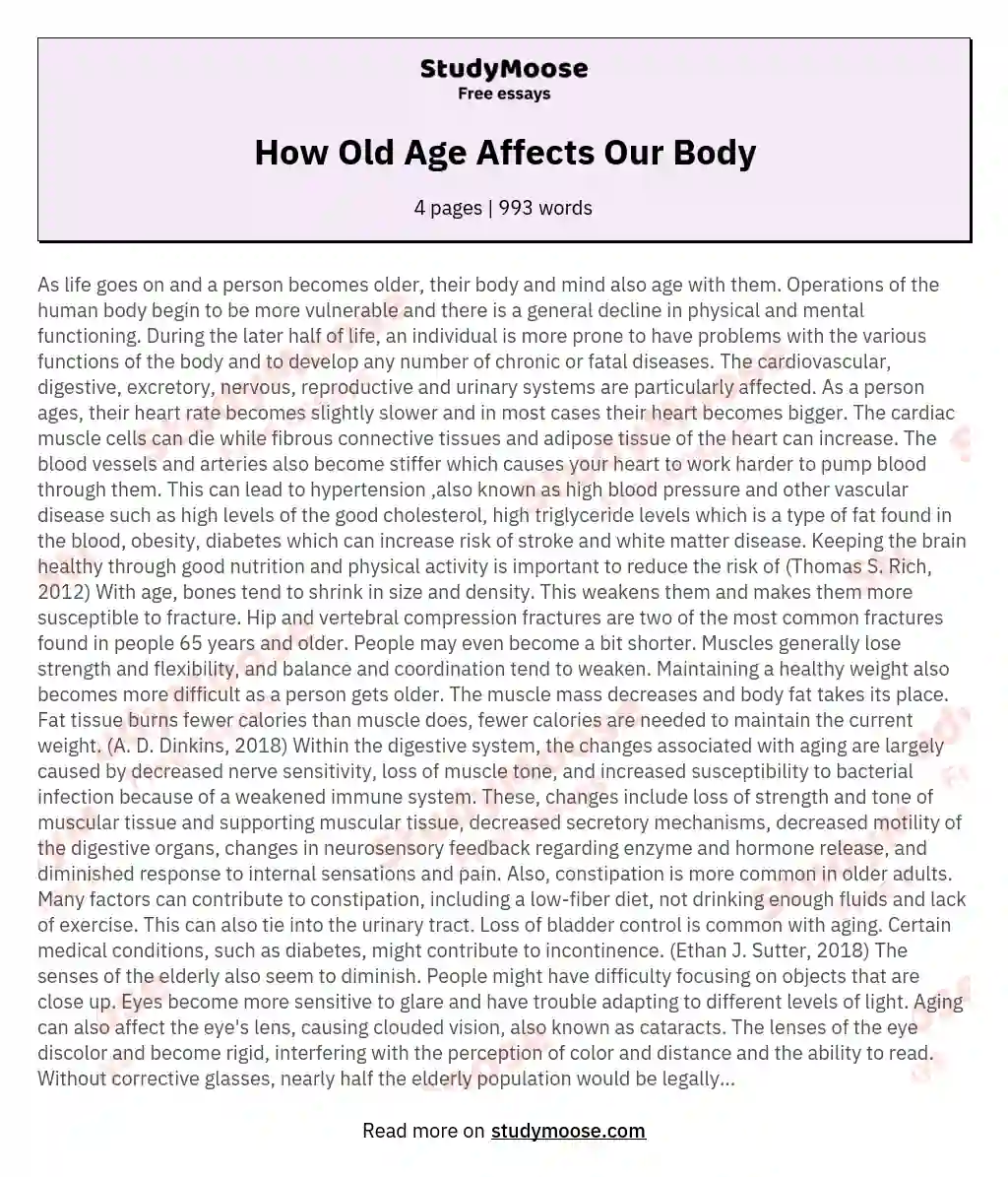 How Old Age Affects Our Body essay