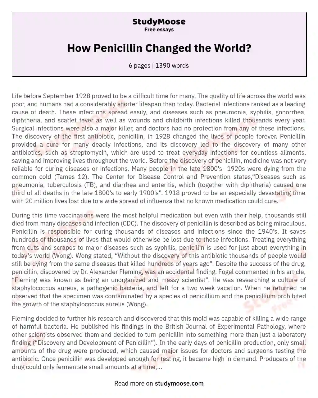 How Penicillin Changed the World? essay