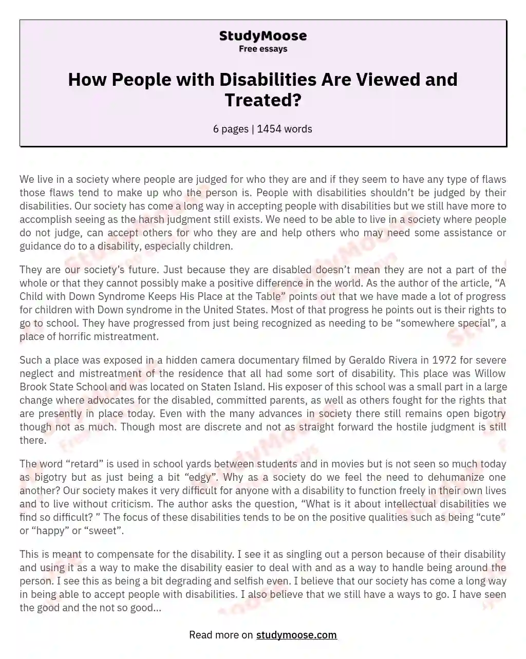 opinion essay about disability