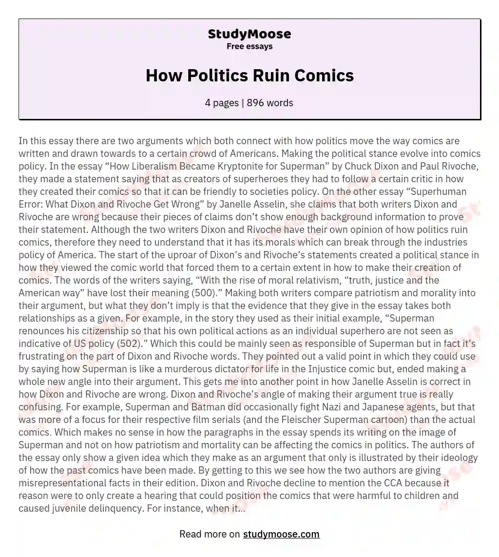 How Politics Ruin Comics