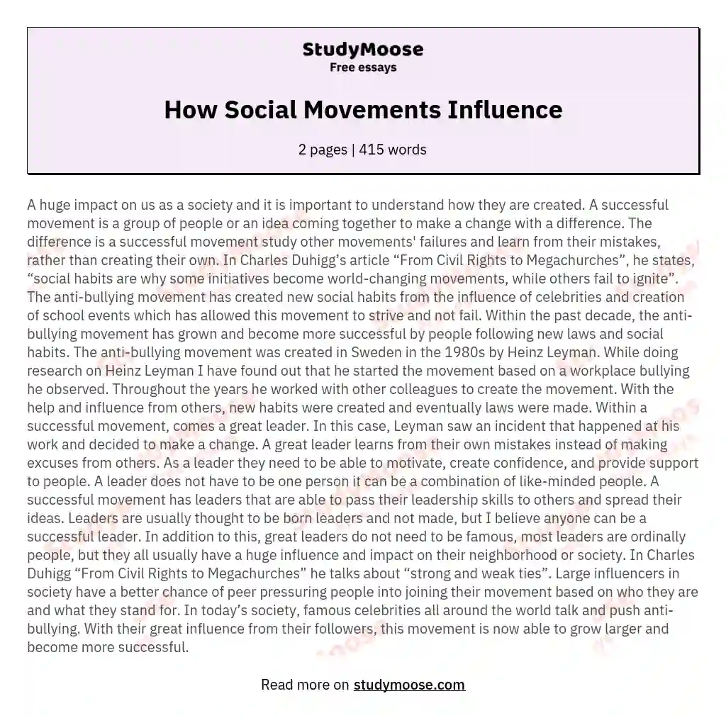 How Social Movements Influence essay