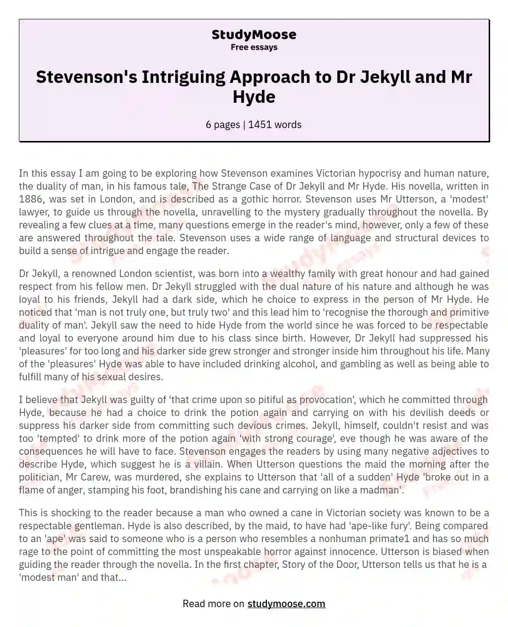 How Stevenson Creates a Sense of Intrigue and Engages the Reader's Interest in Dr Jekyll and Mr Hyde?