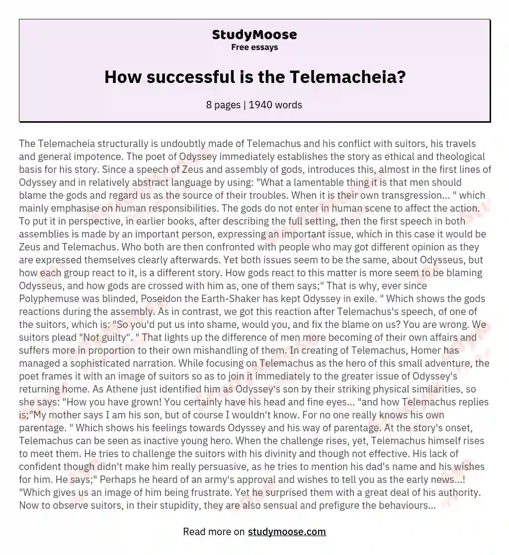 How successful is the Telemacheia? essay