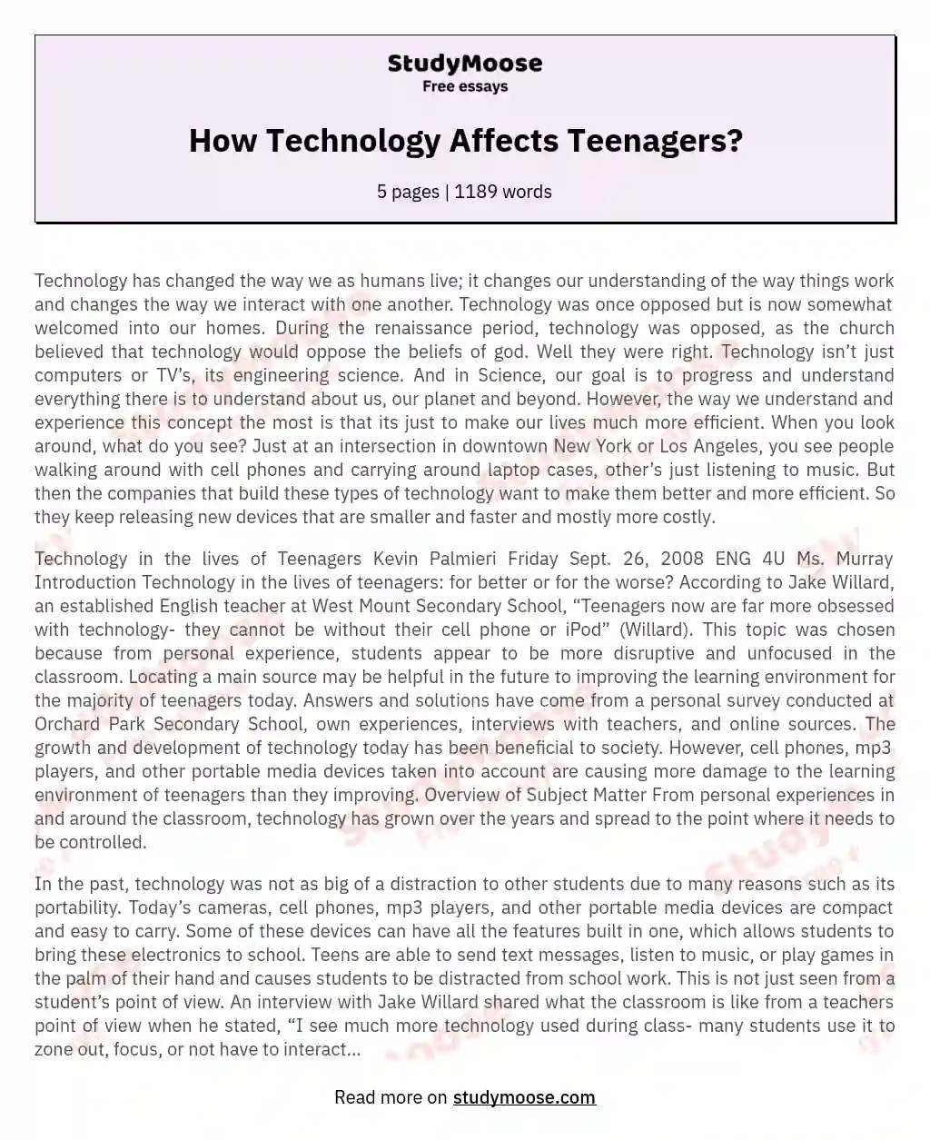 How Technology Affects Teenagers?