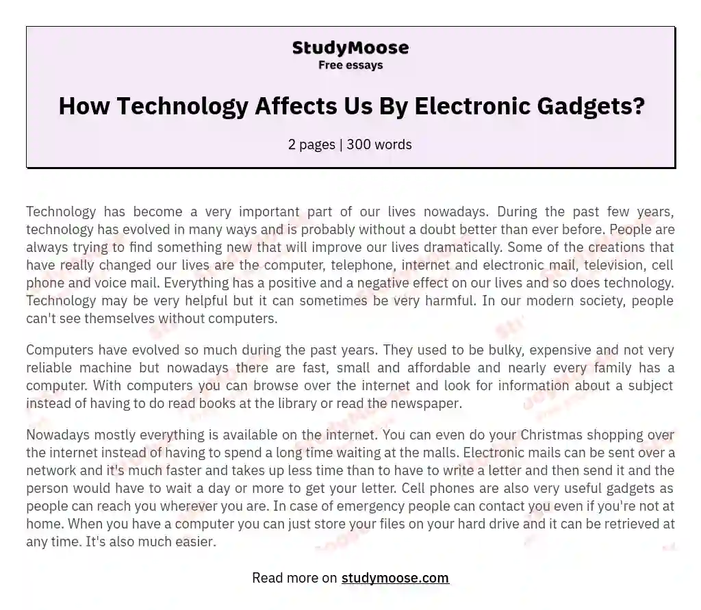 How Technology Affects Us By Electronic Gadgets?