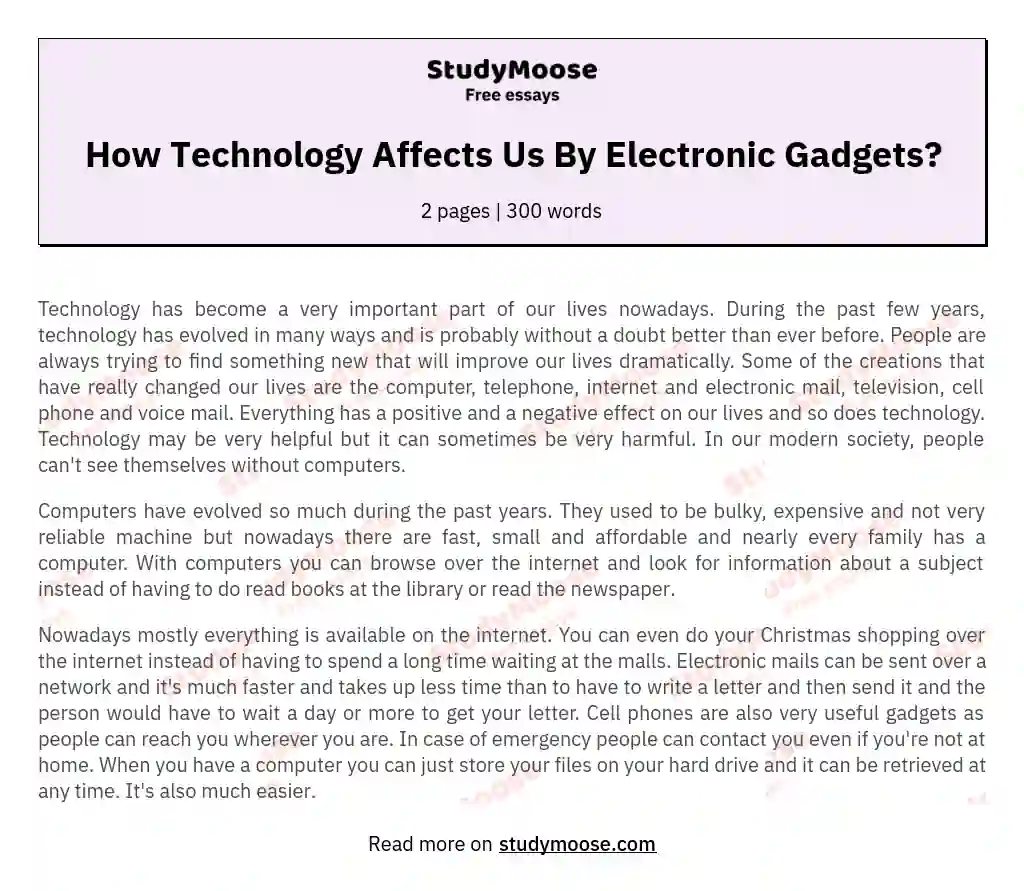 use of electronic gadgets essay