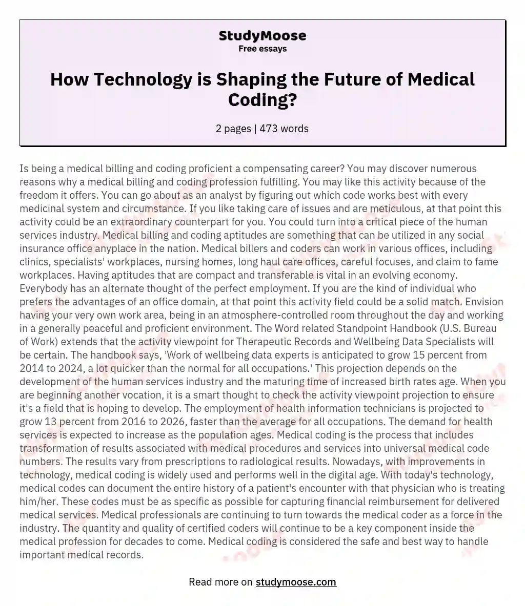 How Technology is Shaping the Future of Medical Coding? essay