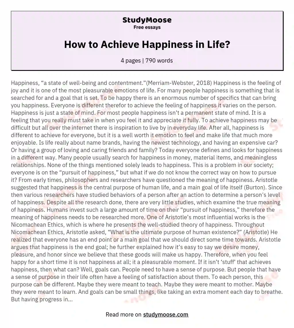 How to Achieve Happiness in Life?
