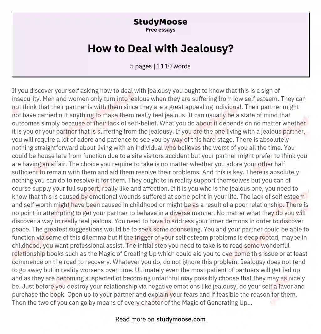 narrative essay on jealousy