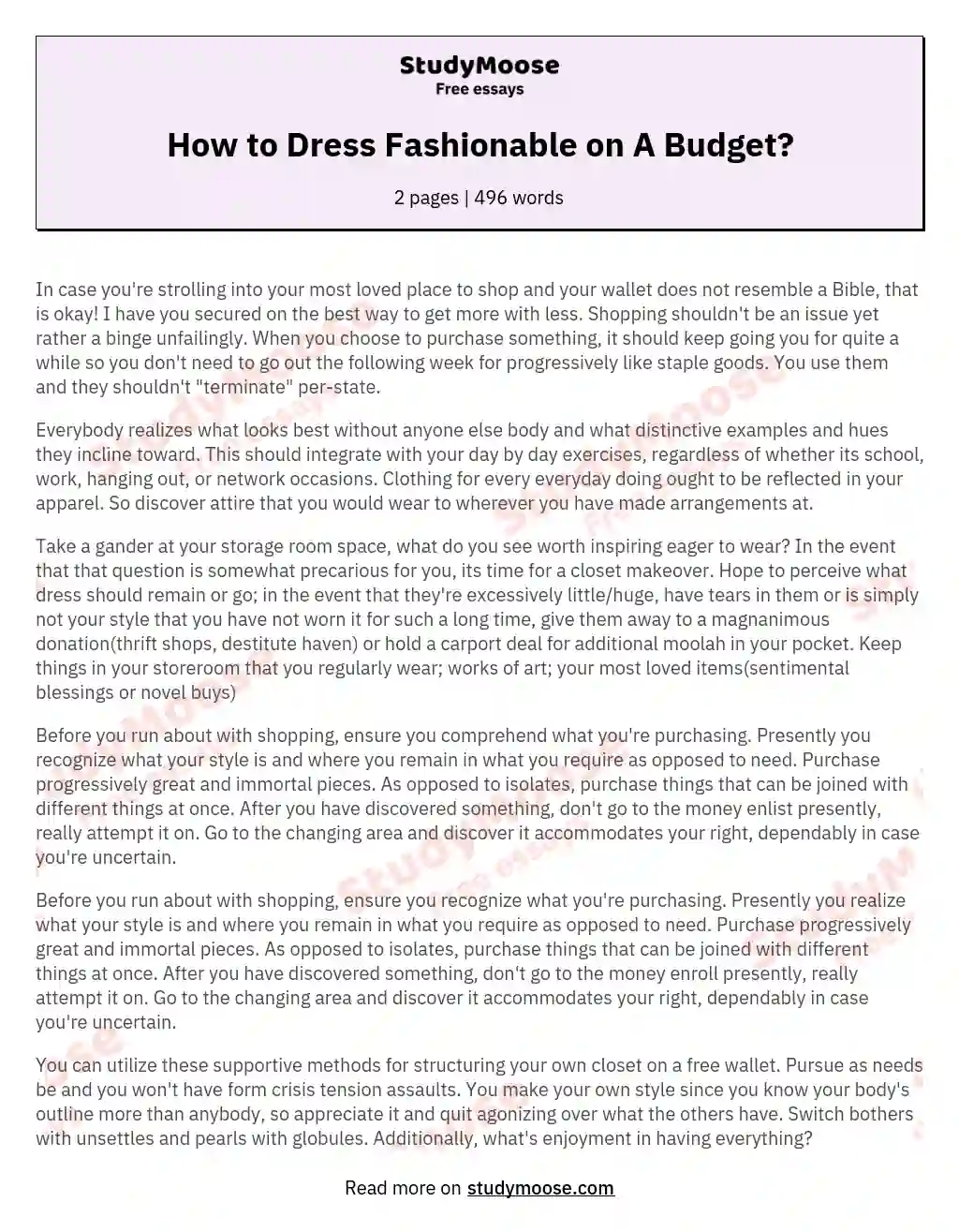 essay on fashionable clothes