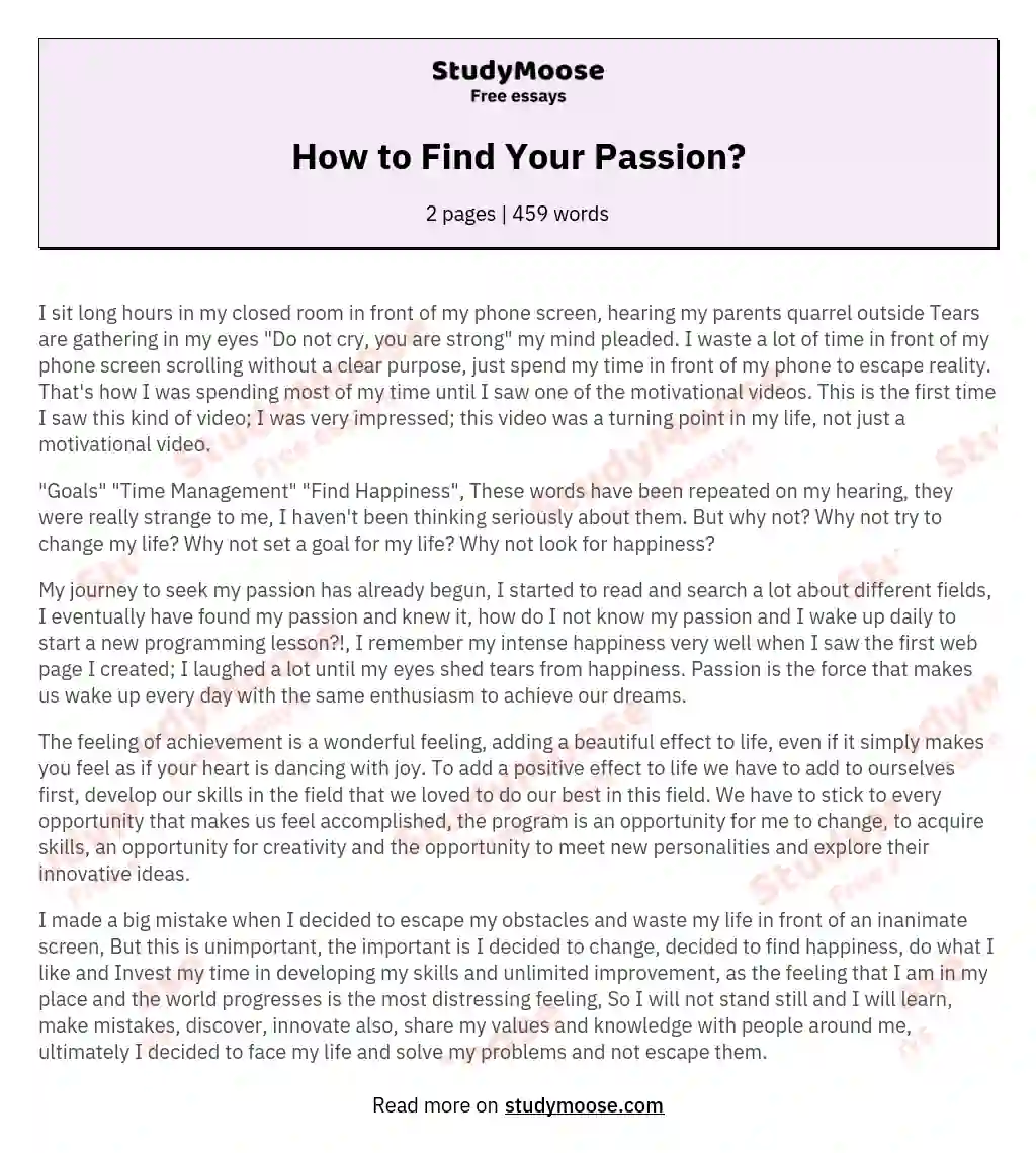 how to write an essay about my passion
