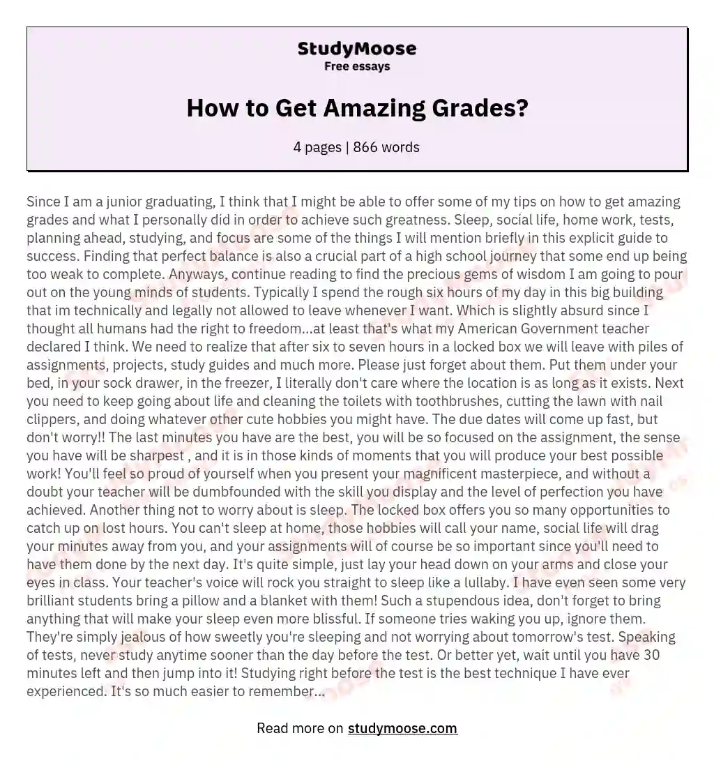 How to Get Amazing Grades?