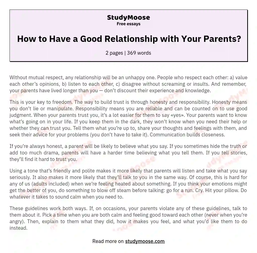 parents relationship essay