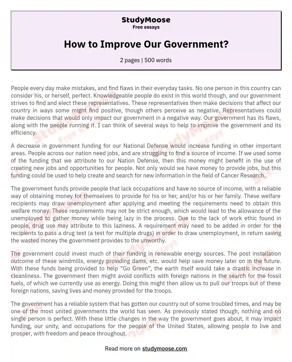 How to Improve Our Government?