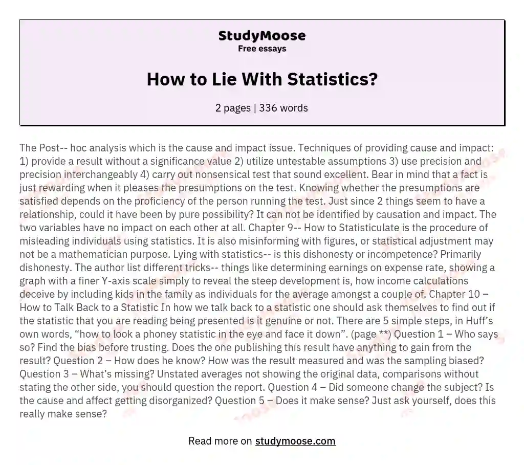 How to Lie With Statistics?