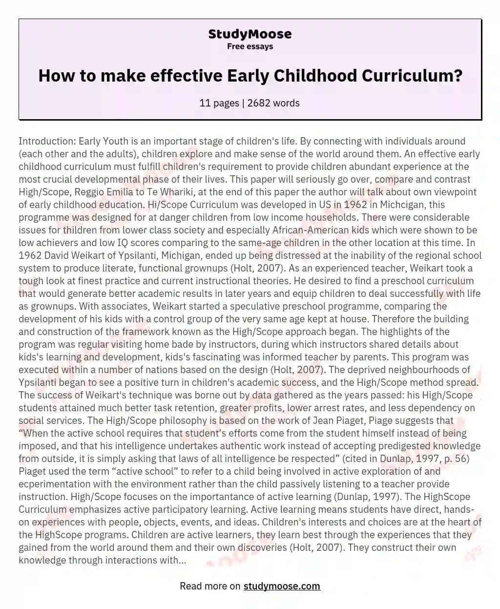 How to make effective Early Childhood Curriculum?