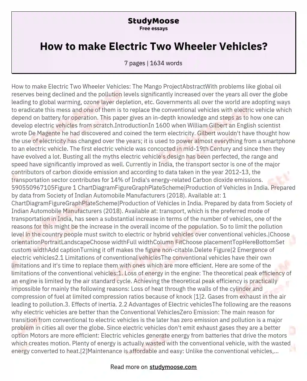 How to make Electric Two Wheeler Vehicles? essay