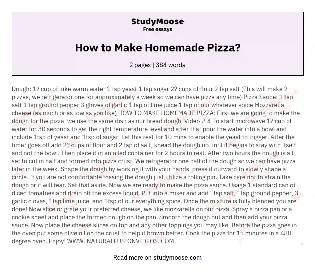 How to Make Homemade Pizza?