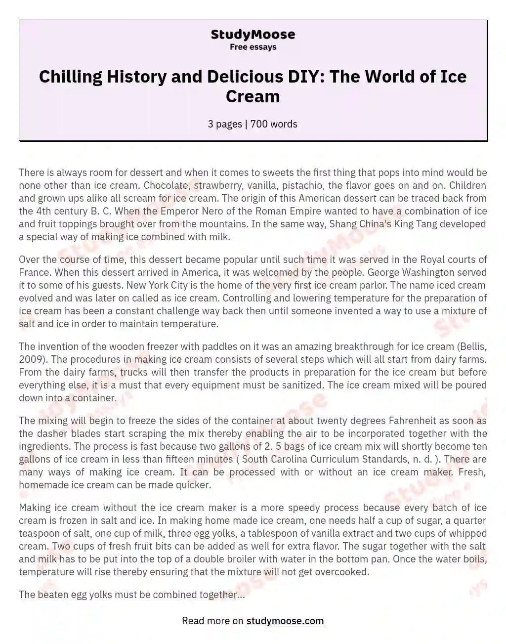 Chilling History and Delicious DIY: The World of Ice Cream essay
