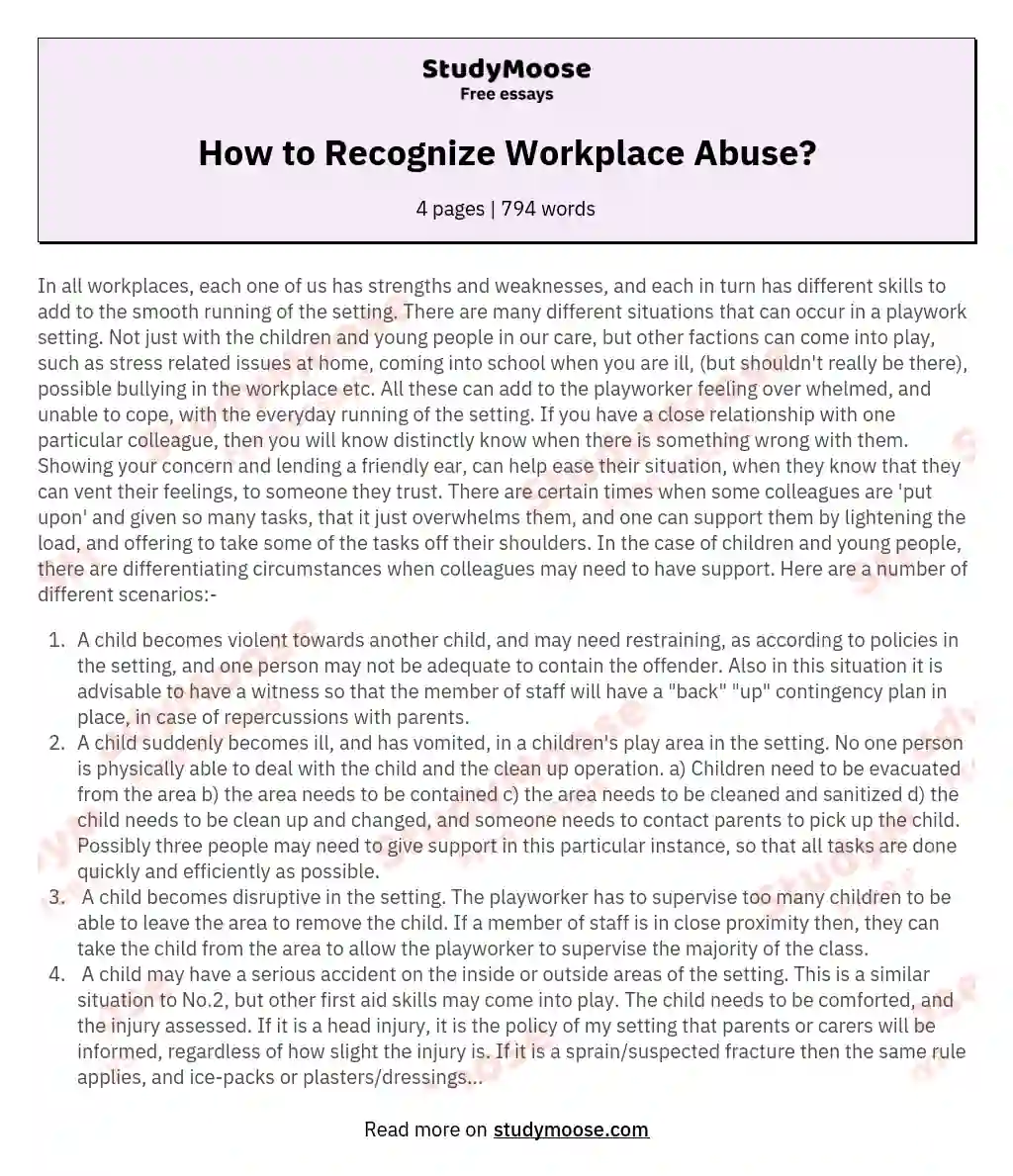 How to Recognize Workplace Abuse? essay