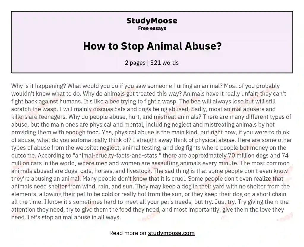 How to Stop Animal Abuse? Free Essay Example
