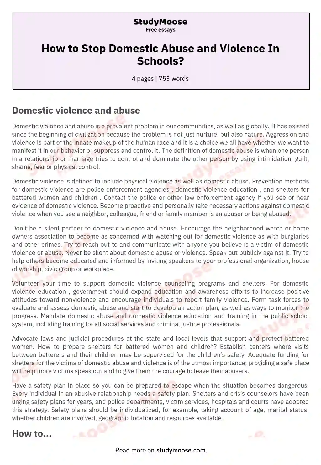 How to Stop Domestic Abuse and Violence In Schools? essay