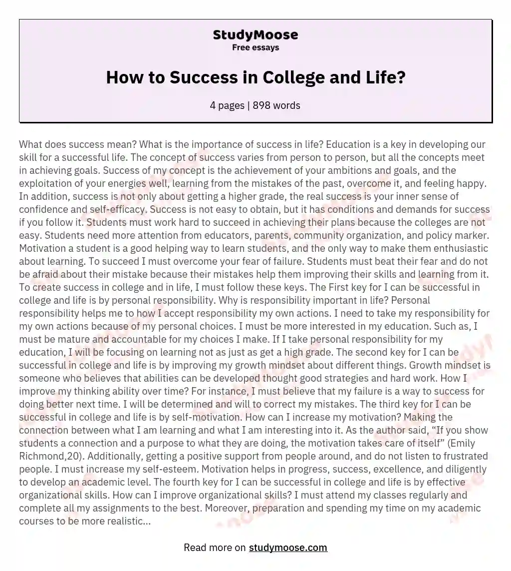 How to Success in College and Life?