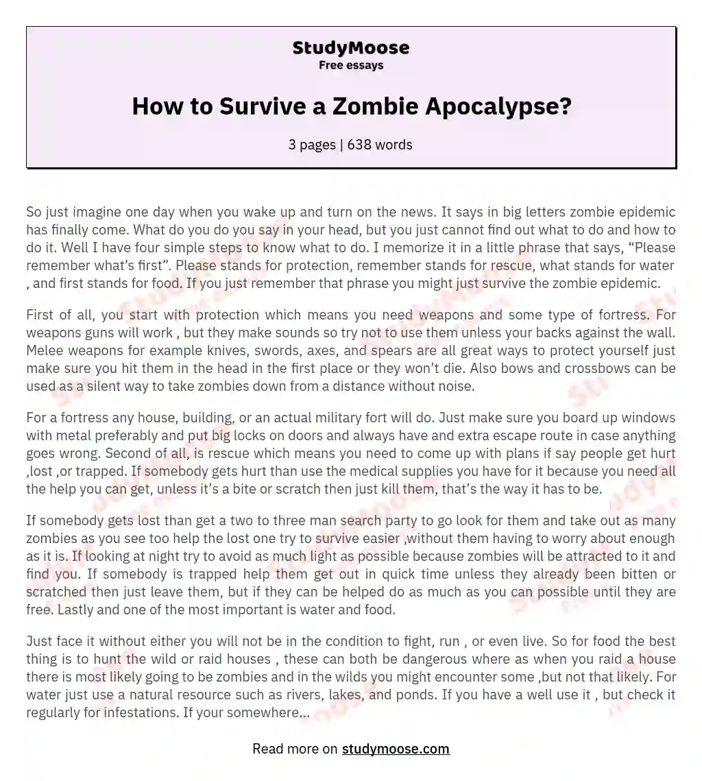 zombie essay introduction
