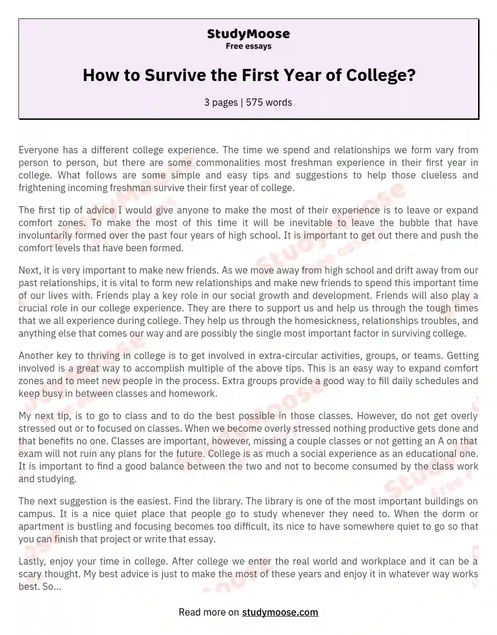 How to Survive the First Year of College?
