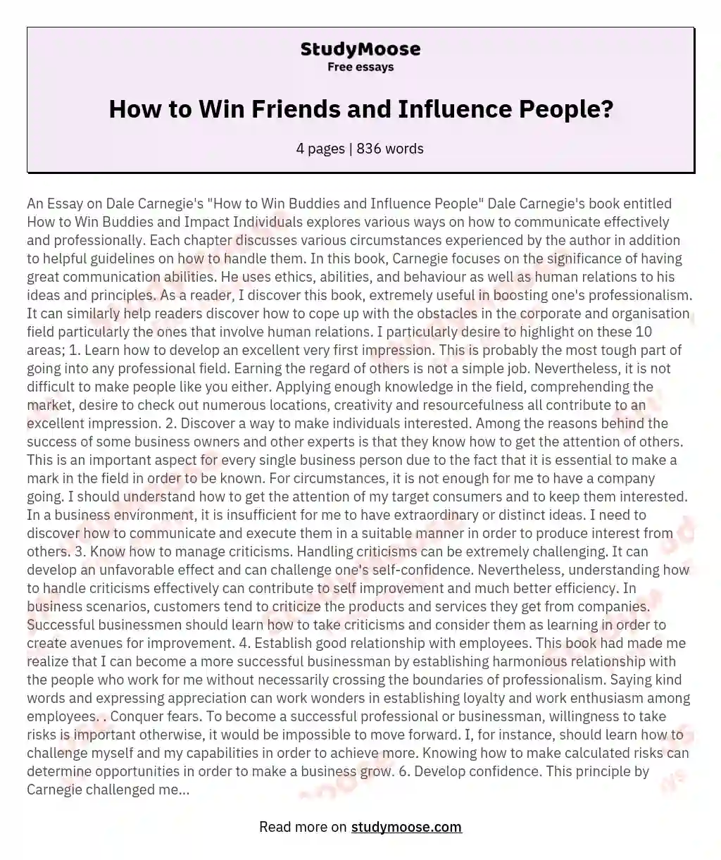 How to Win Friends and Influence People?