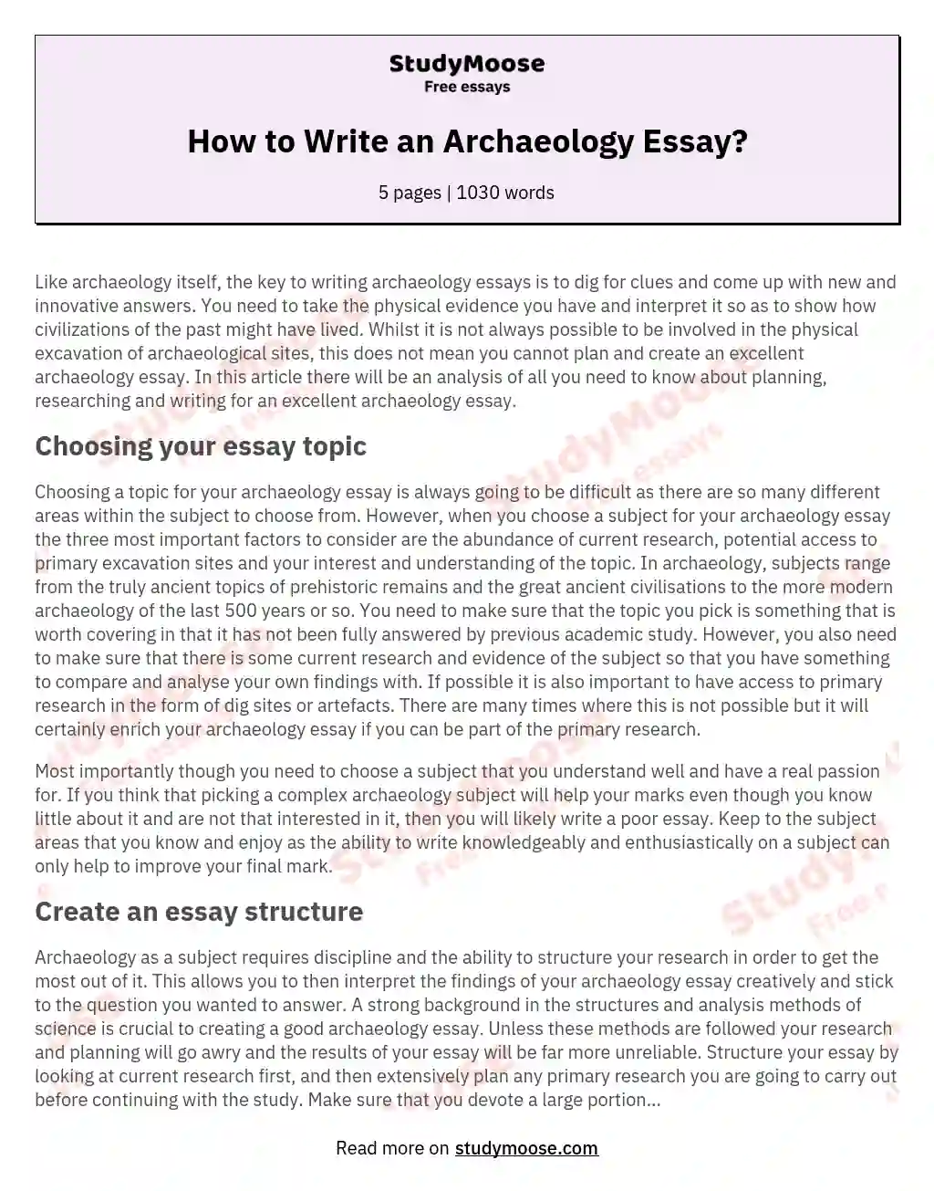 How to Write an Archaeology Essay?