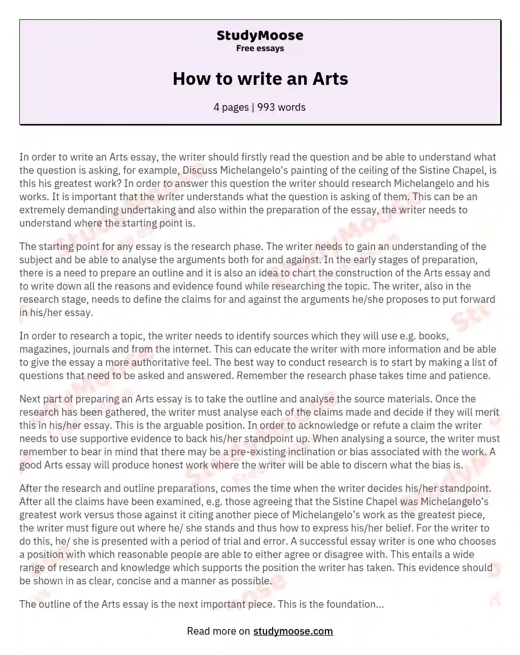 arts for essay