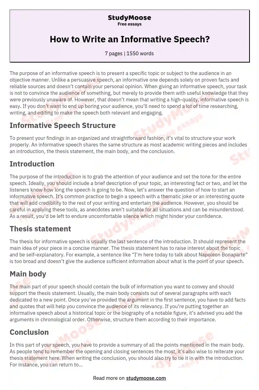 How to Write an Informative Speech? essay