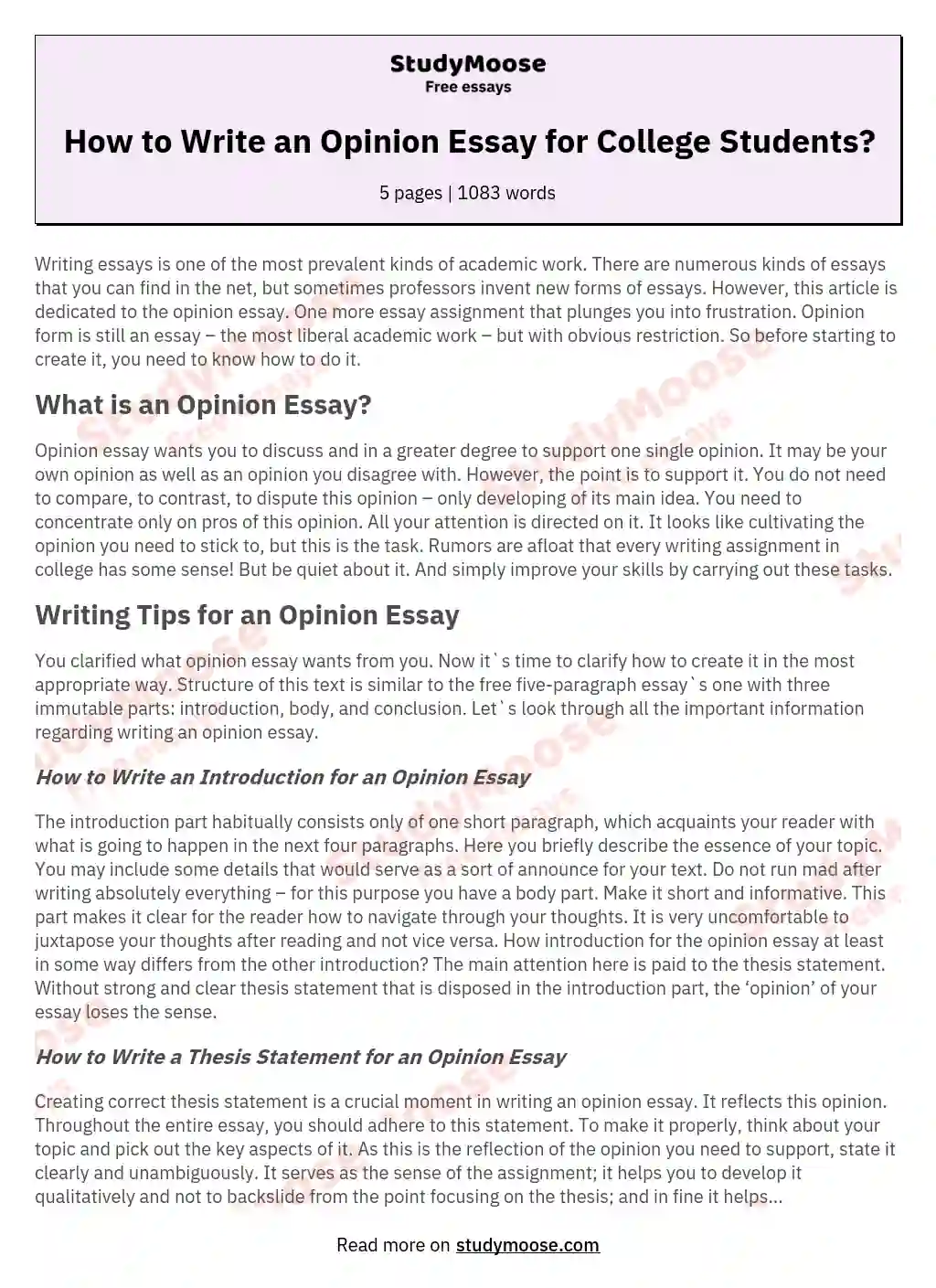 How to Write an Opinion Essay for College Students?