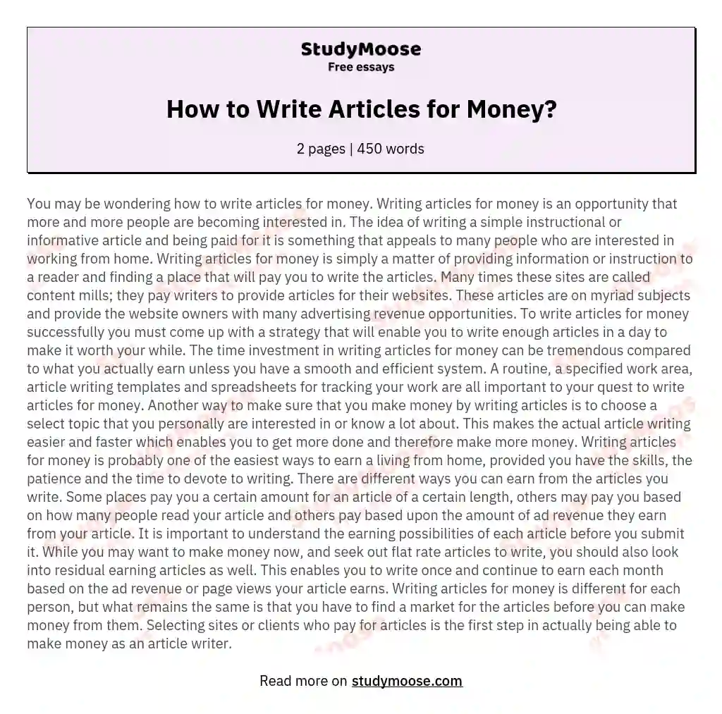 writing articles for money australia