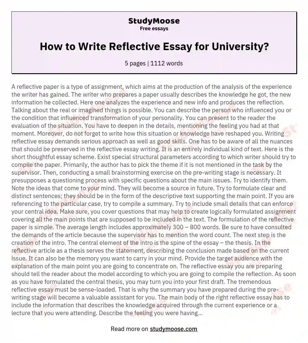 How to Write Reflective Essay for University? essay