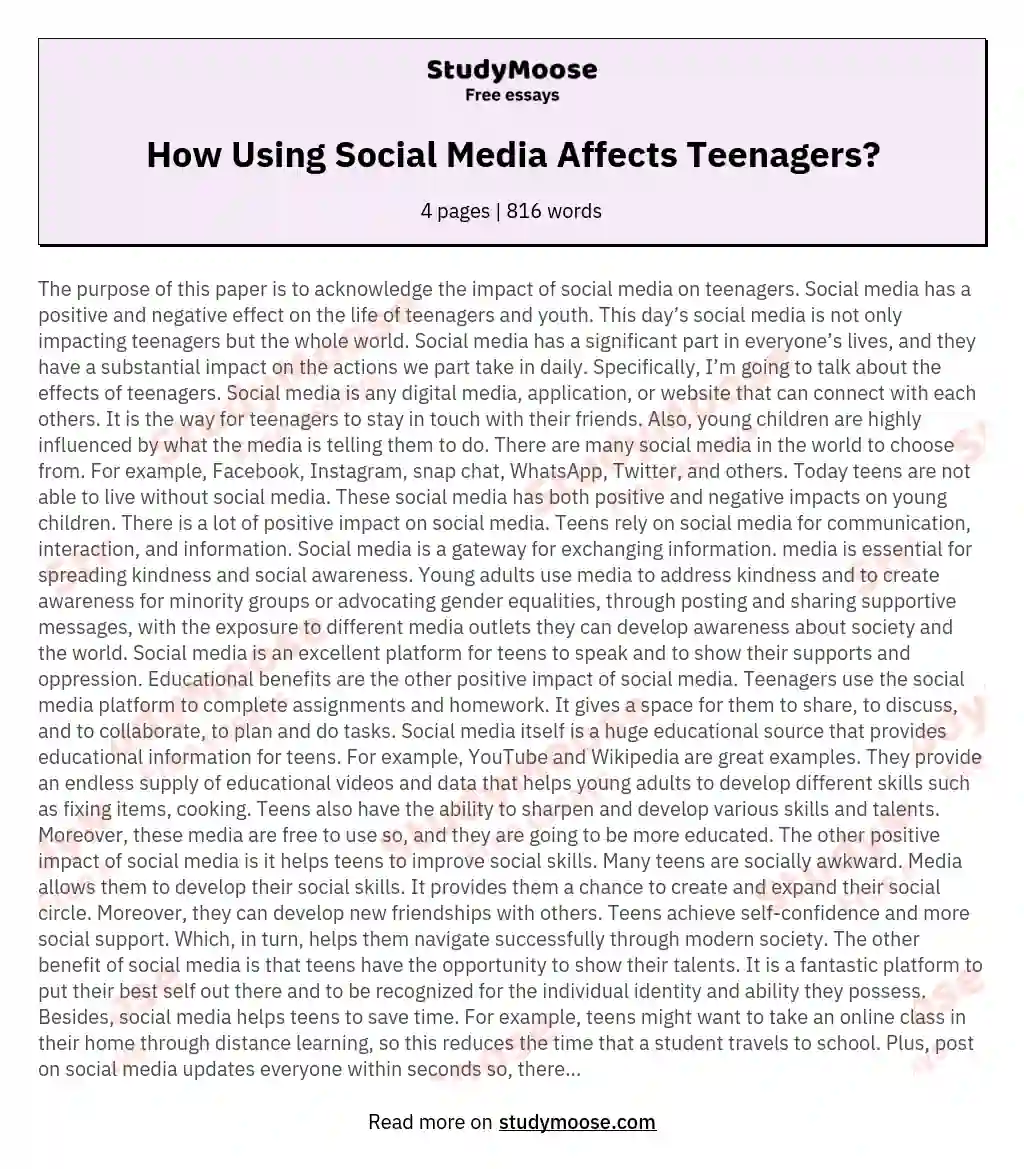 how social media affects our life essay