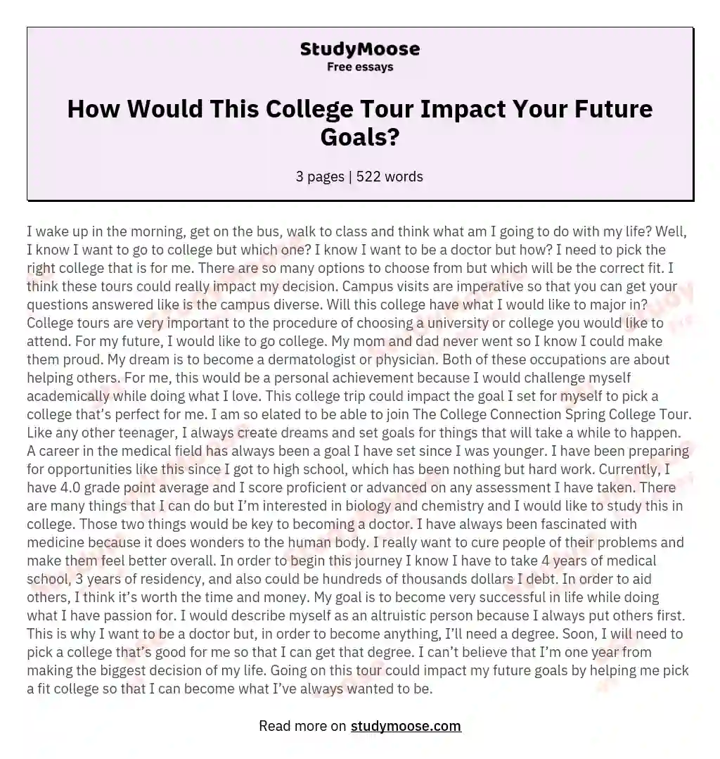 how will college help achieve your goals essay