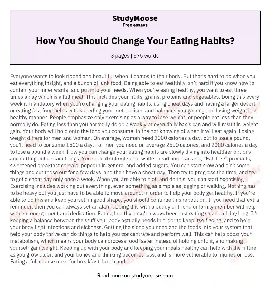 How You Should Change Your Eating Habits? essay