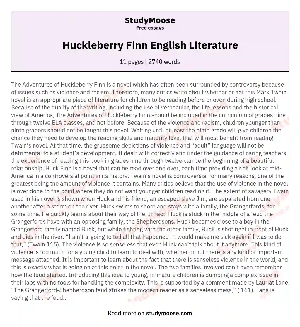 Huckleberry Finn English Literature