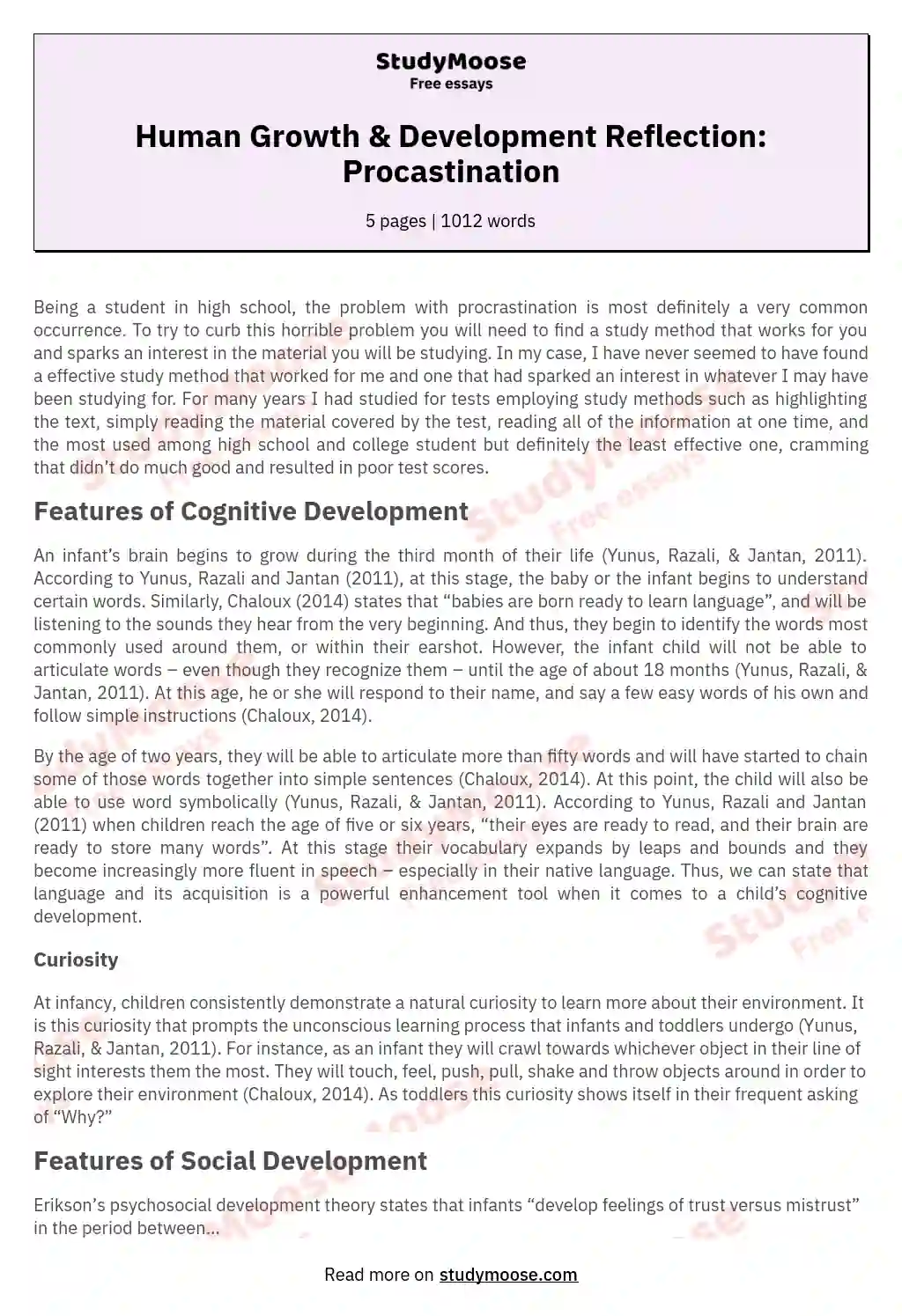 human development reflection paper