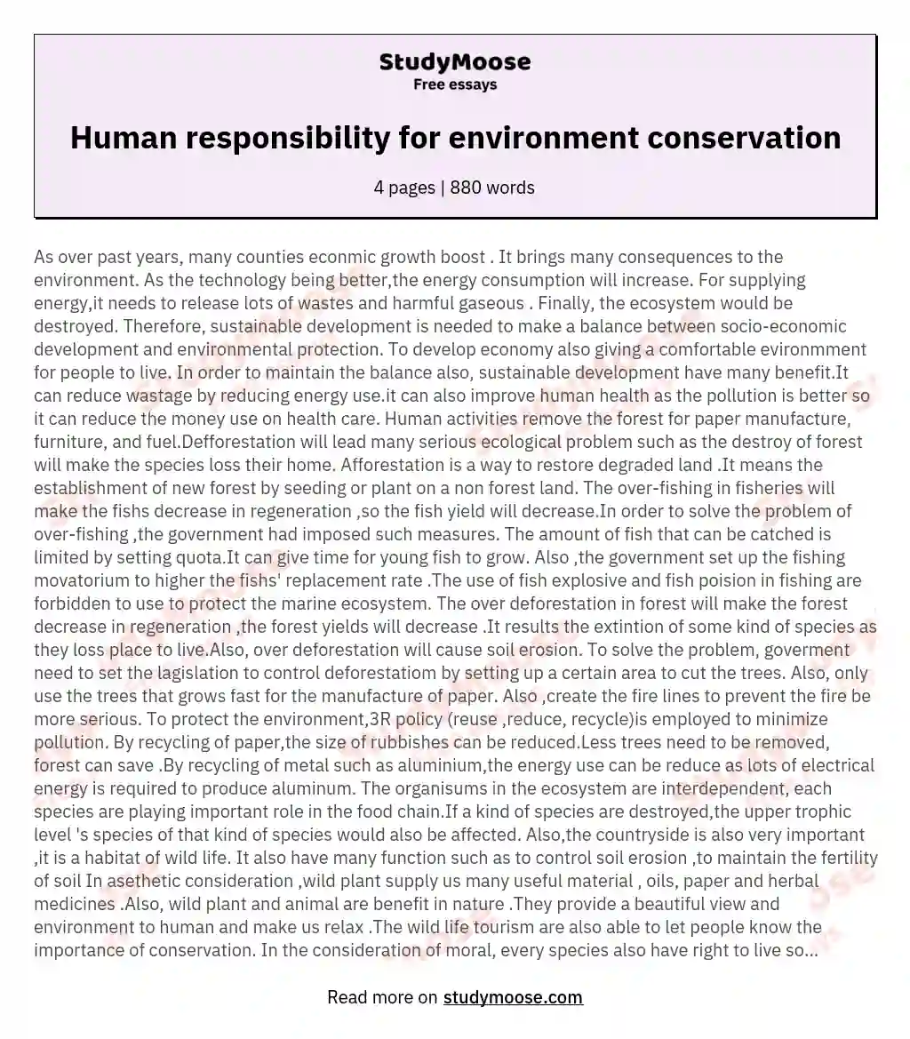 conservation of earth essay