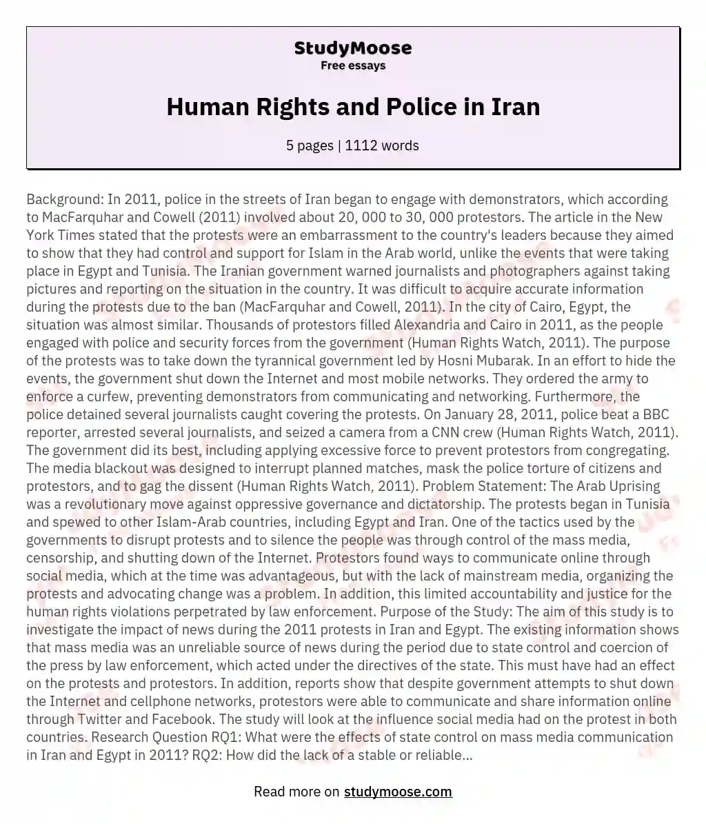 Human Rights and Police in Iran