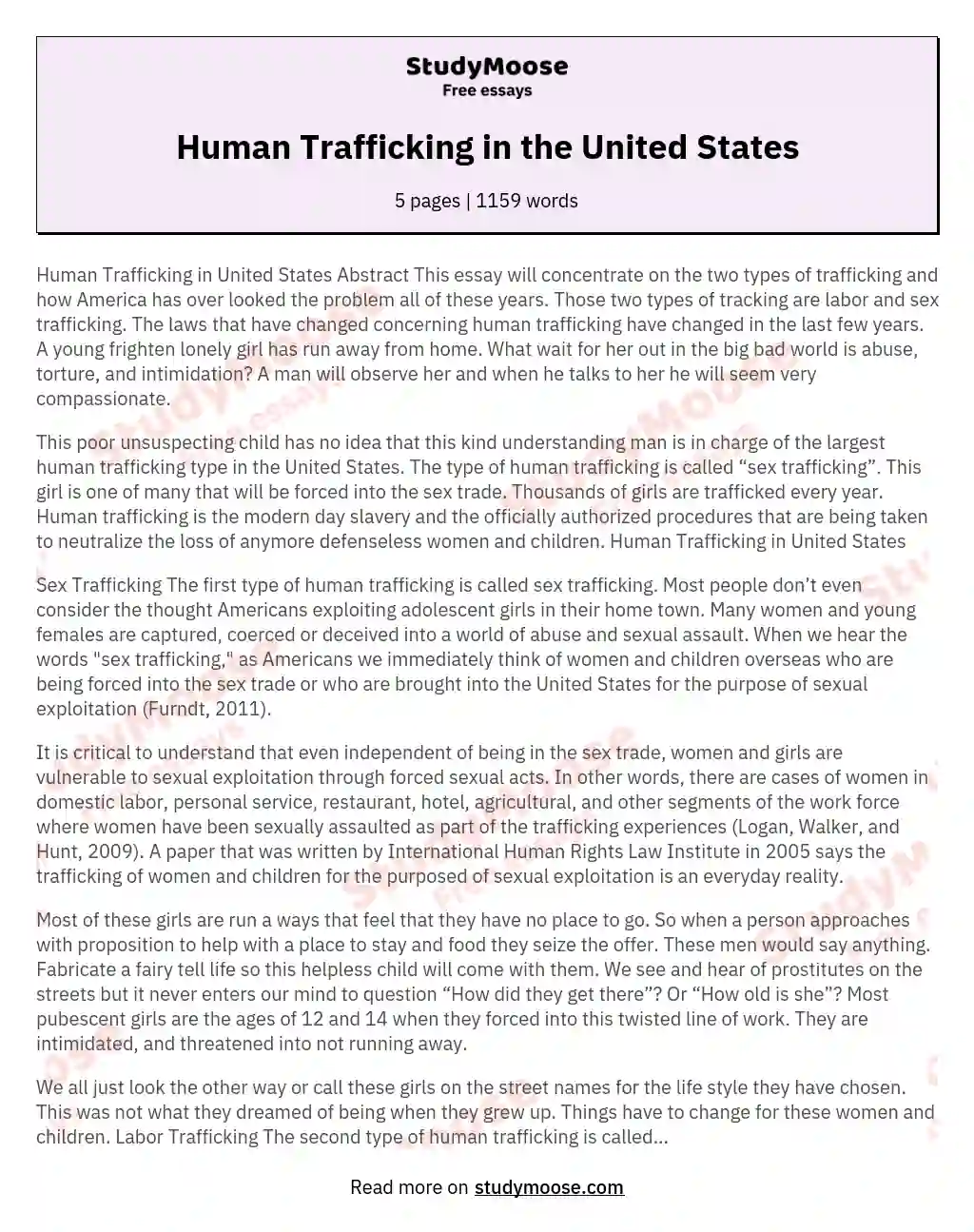 human trafficking essay