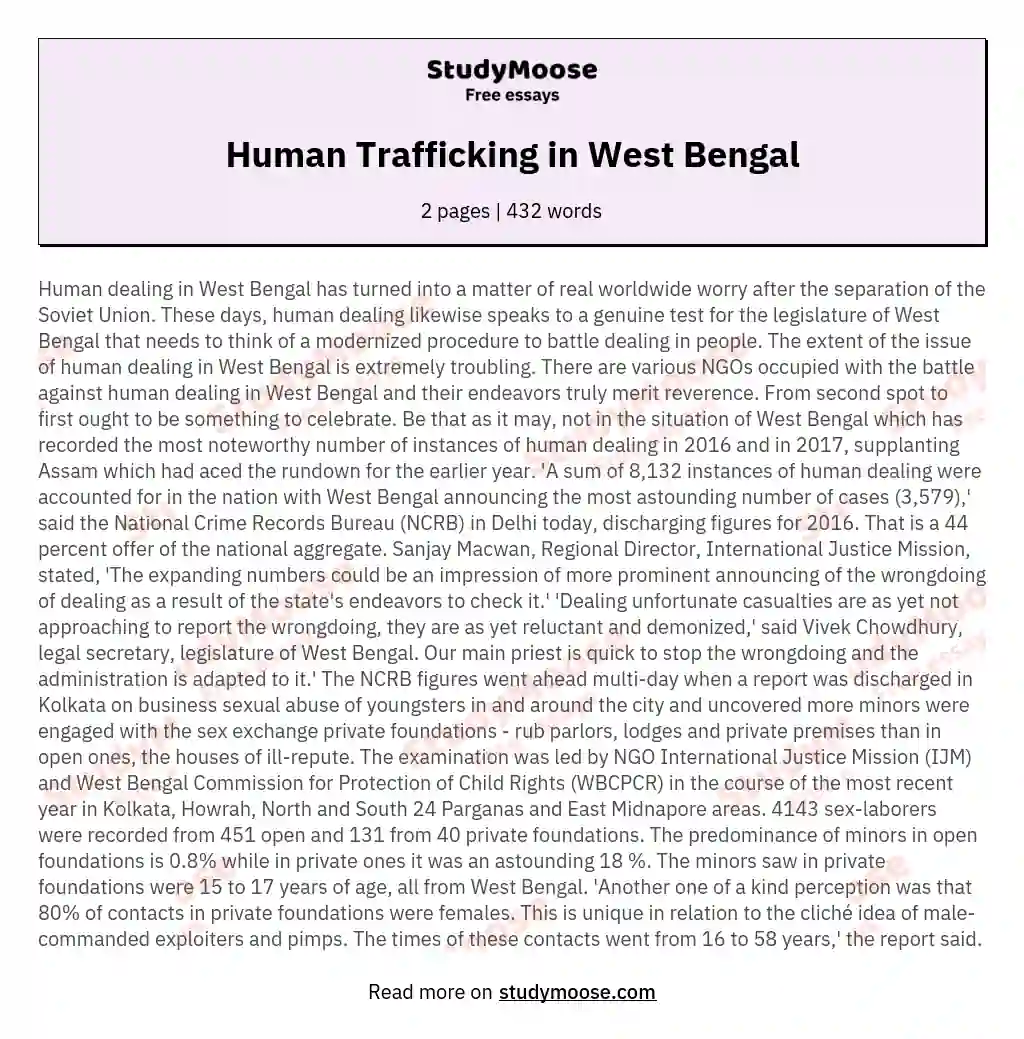 Human Trafficking in West Bengal essay