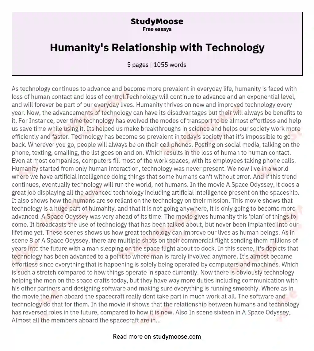 Humanity's Relationship with Technology essay