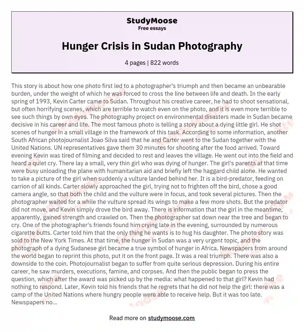 Hunger Crisis in Sudan Photography essay