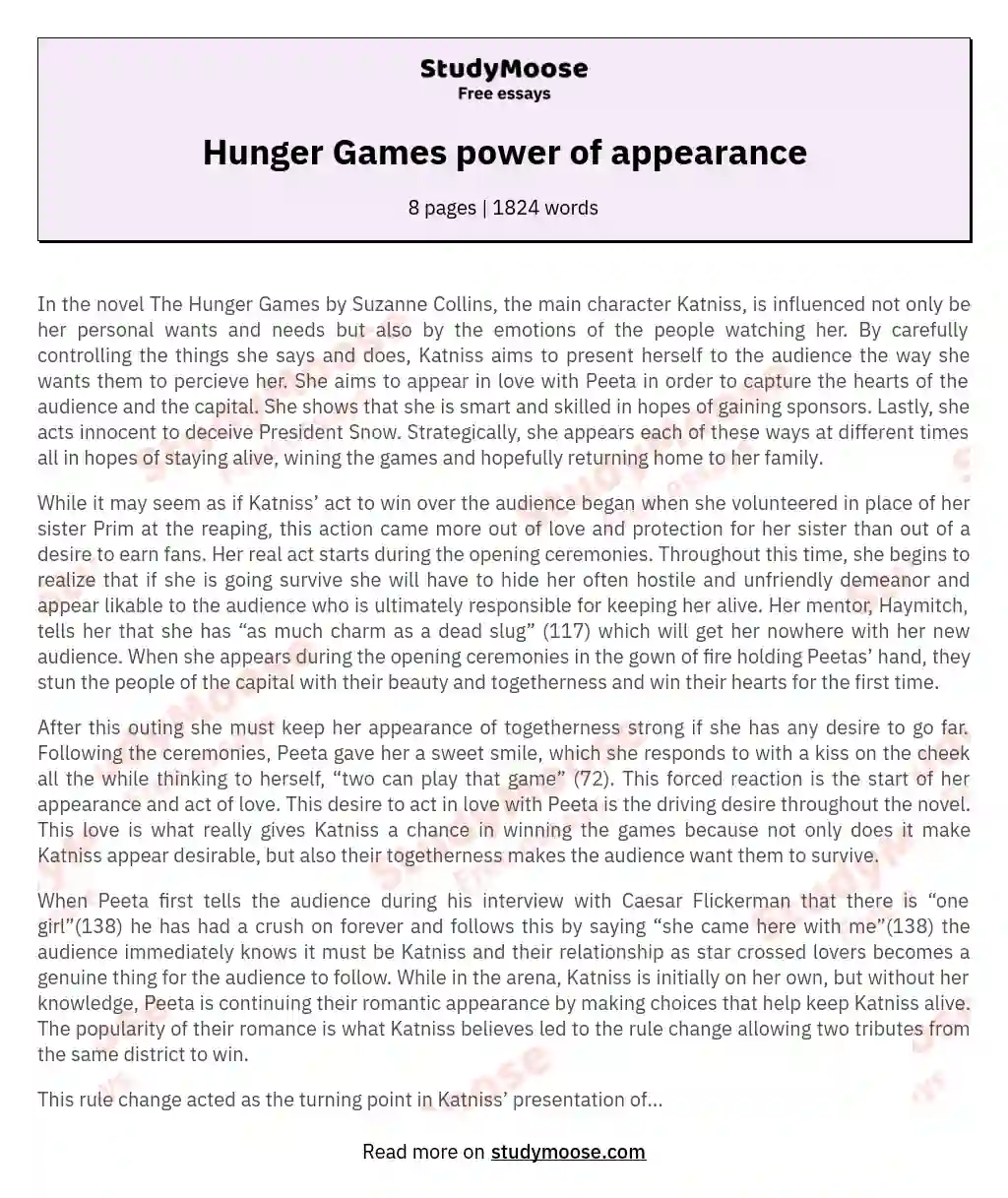 Hunger Games power of appearance